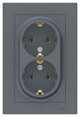 Розетка Systeme Electric AtlasDesign 2-мест. с З/К скр. уст. 16А 250В IP20 серый