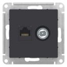 ATN001089 ATLAS РОЗЕТКА двойная комп.+ТВ RJ45+TV, кат.5E, механизм, КАРБОН,