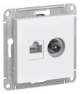 ATN000189 ATLAS РОЗЕТКА двойная ТВ + компьютерная RJ45, кат. 5Е, БЕЛЫЙ,