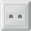 W59 Розетка комп. двойная с/у RJ45 кат.5е (белый, c рамкой)(10шт) RSI-251KK5E-18,