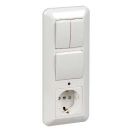 Блок комбинир-ый cкрыт. установки, клавишный/кнопочный 1 розетка с З/К 16А 250В пластик белый IP20 Systeme Electric Blanca