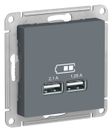 ATN000733 ATLAS USB РОЗЕТКА, 5В, 1 порт x 2,1 А, 2 порта х 1,05 А, механизм, ГРИФЕЛЬ,