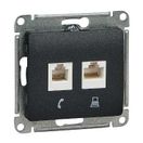 GSL000785 Розетка двойная (телеф+комп) RJ11+ RJ45, кат.5е (антрацит),