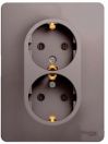GSL001224 Розетка 2-я с/у с заземл. с рамкой 16А (платина),