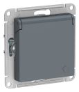 Розетка Systeme Electric AtlasDesign 1-мест. механизм с накладкой с З/К скр. уст. 16А 250В со шторками с крышкой IP20 серый