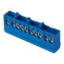 Шина "0" N (6х9мм) 10 отверстий латунь синий изолированный корпус на DIN-рейку EKF PROxima,