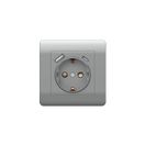 (NEW3-E) Розетка с/з со шторками, 16А+ USB двойная A+С, 5В/2,1А, серебряный