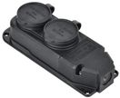Розетка (колодка) 2-ая с защит. кр. 16А IP44 черная GENERICA