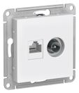 ATN000189 ATLAS РОЗЕТКА двойная ТВ + компьютерная RJ45, кат. 5Е, БЕЛЫЙ,
