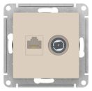 ATN000289 ATLAS РОЗЕТКА двойная комп+ТВ, RJ45+TV, кат.5E, механизм, БЕЖЕВЫЙ,