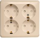 Этюд  Розетка  о/у 4-я с 3К (кремовый) (250В, 16А, з/шт)PA16-208K , РФ