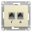 GSL000285 Розетка двойная (телеф+комп) RJ11+ RJ45, кат.5е (бежевый),